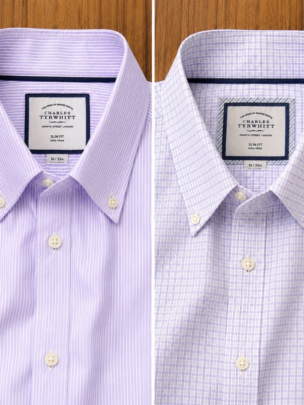 Charles Tyrwhitt Men's Dress Shirt LOT- 2 16/33 Slim Fit Button Down Non-Iron
